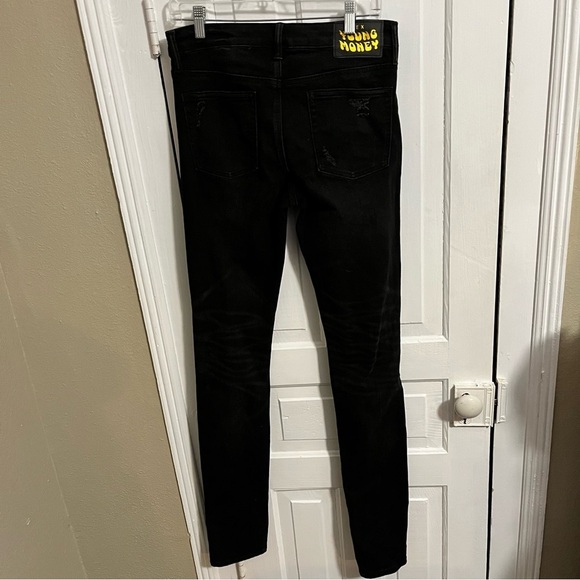 American Eagle AE X Young Money Collab Black Distressed Jeans Men’s 32x32 A2 - Picture 5 of 6